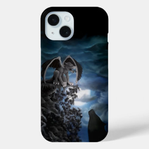 Coque Pour iPhone 15 Wolf Moon - Wolf avec Golem