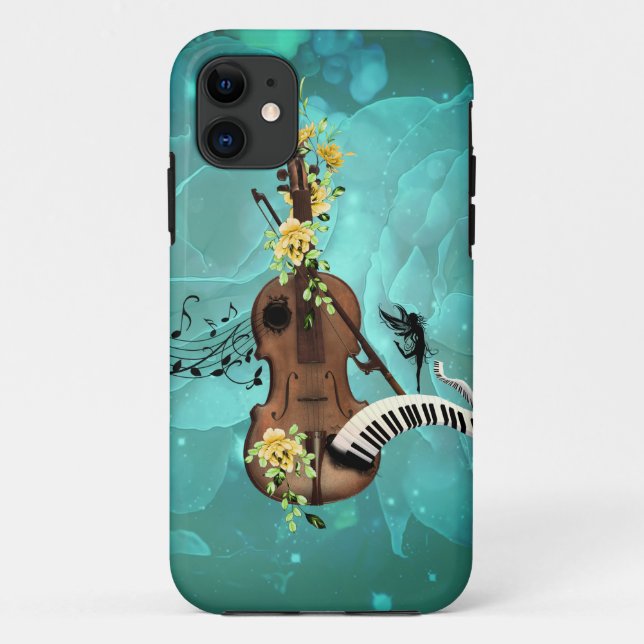 Coques Case-Mate iPhone Wondeful violin with piano and flowers (Dos)