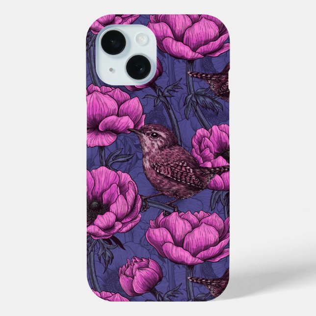 Coques Case-Mate iPhone Wrens dans le jardin de l'anémone (Verso)