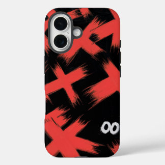 Coques iPhone 16 "X rouges sur noir avec yeux cachés"