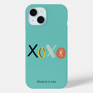 Coque Pour iPhone 15 "XOXO" Cœurs Saint-Valentin Vert Menthe