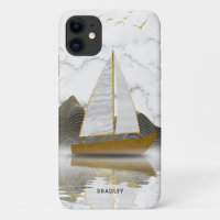 Yacht Voilier Design Moderne Marbre Or Nom
