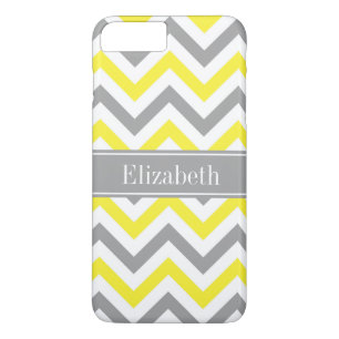 Coque Case-Mate Pour iPhone Yellow Dk Gray White LG Chevron Gray Nom Monogram