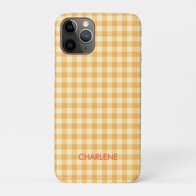 Coques Case-Mate iPhone Yellow Orange Ish Preppy En vichy Plaid (Dos)