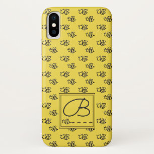 Coques Pour iPhone Yellow Summer Bees Monogramme Motif