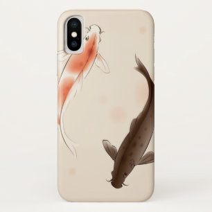 Coque iPhone X Yin Yang Koi pêche dans la peinture orientale de