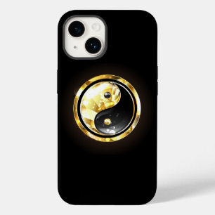 Coque Pour iPhone 14 Yin Yang or sur noir