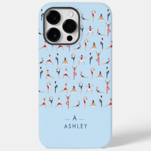 Coque Pour Pour iPhone 14 Pro Max Yoga Poses amusant & Bleu mignon Personnalisé
