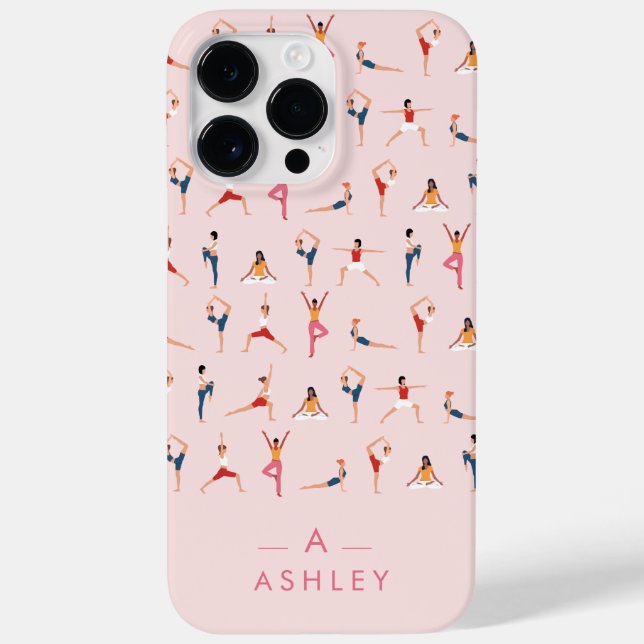 Coques Case-Mate iPhone Yoga Poses amusant & Rose mignon Personnalisé (Verso)