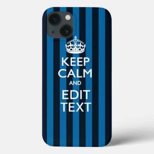 Coques Pour iPhone Your Text on Keep Calm Blue Stripes Style