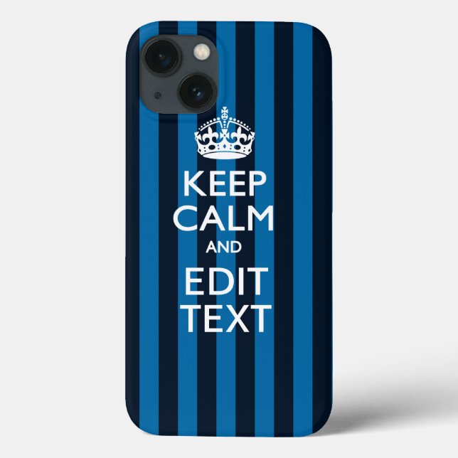 Coques Case-Mate iPhone Your Text on Keep Calm Blue Stripes Style (Verso)