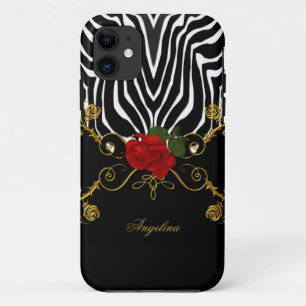 Coque Case-Mate Pour iPhone Zebra Abstraits Roses Rouge Noir Blanc Or