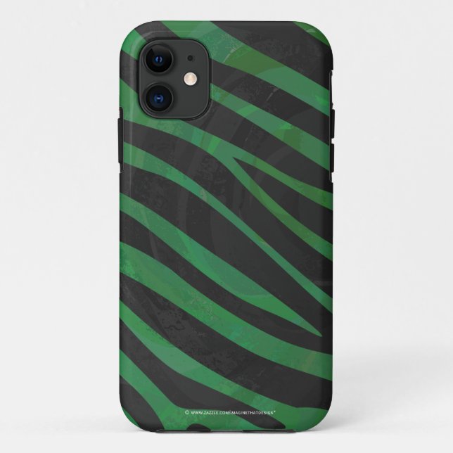 Coques Case-Mate iPhone Zebra Black et Green Print (Dos)
