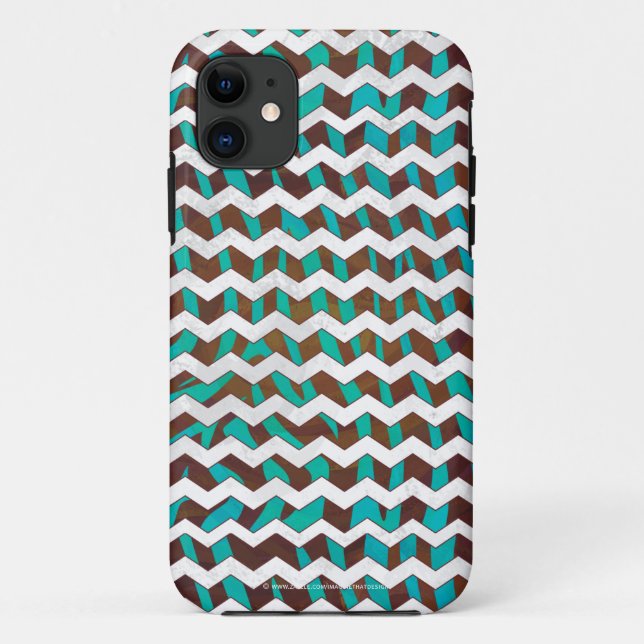 Coques Case-Mate iPhone Zebra Chevron Impression Brown et Turquoise (Dos)