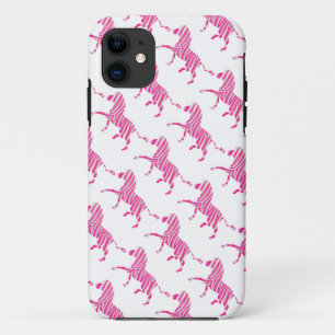 Coques Pour iPhone Zebra Hot rose et blanc Silhouette