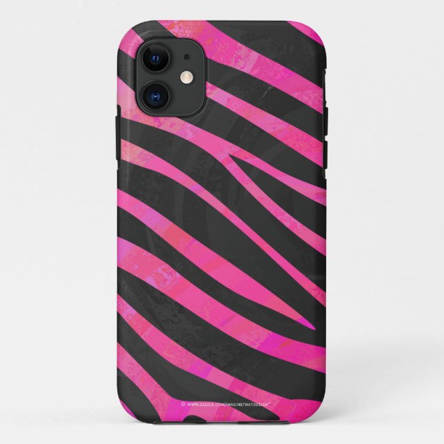 Coques Case-Mate iPhone Zebra noir et rose chaud (Dos)