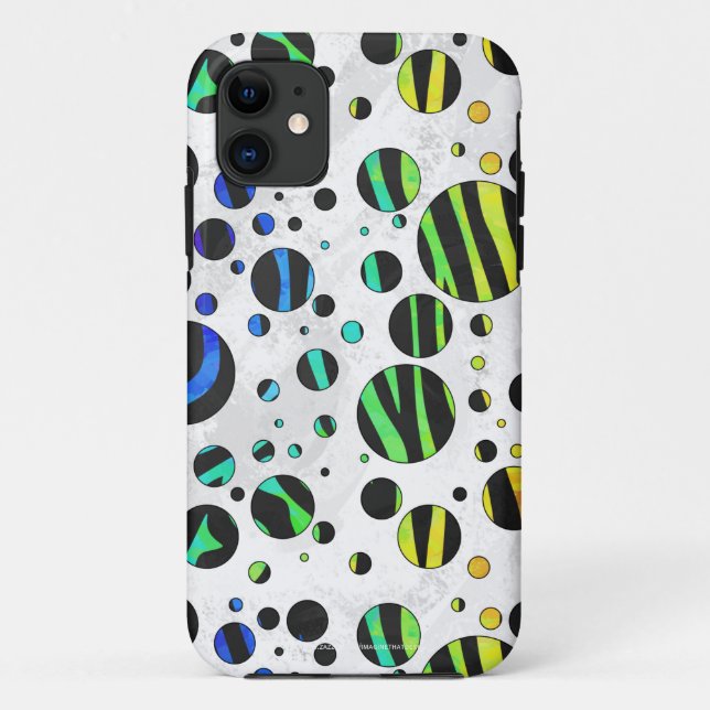 Coques Case-Mate iPhone Zebra Polka Dot noir et arc-en-ciel (Dos)