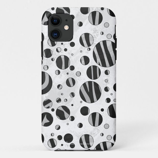 Coques Case-Mate iPhone Zebra Polka point noir et gris clair (Dos)