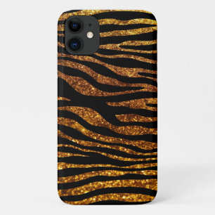 Coque iPhone 11 Zèbre d'or, Zèbre de Parties scintillant, Impressi