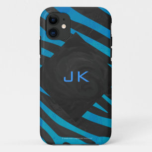 Case-Mate iPhone Case Zèbre noir et bleu avec Monogramme