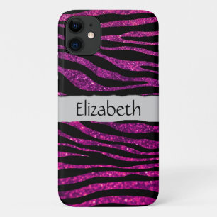 Coque iPhone 11 Zèbre rose, Zèbre Parties scintillant, Zèbre Impri