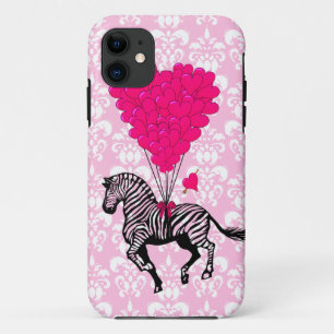 Case-Mate iPhone Case Zèbre vintage et ballons roses de coeur