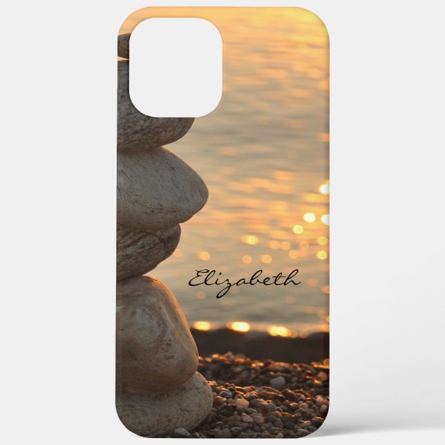 Coques Case-Mate iPhone Zen Stones Ocean Sunset (Verso)