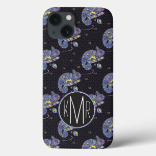 iPhone 13 Coque Zentangle Lizard Monogramme