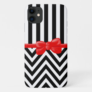 Coque iPhone 11 Zigzag, chevron, stripes, Black and White
