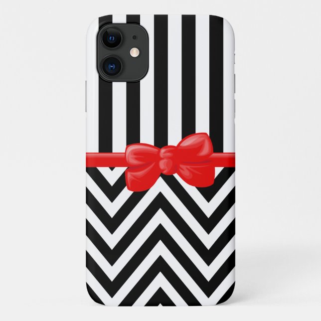 Coques Case-Mate iPhone Zigzag, chevron, stripes, Black and White (Dos)