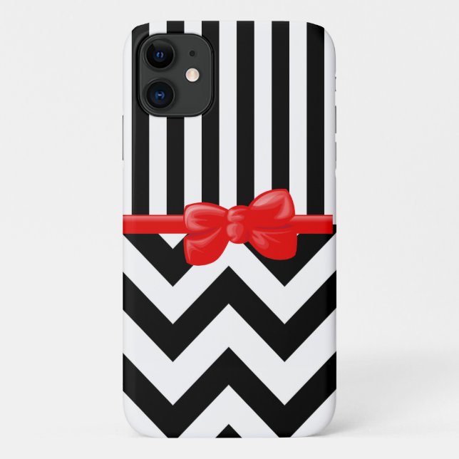 Coques Case-Mate iPhone Zigzag, chevron, stripes, Black and White (Dos)