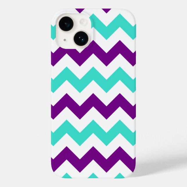 Coques Case-Mate iPhone Zigzag turquoise et violette (Verso)