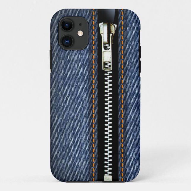 Coques Case-Mate iPhone Zip It Up - Trompe L'Oeil bleu denim (Dos)