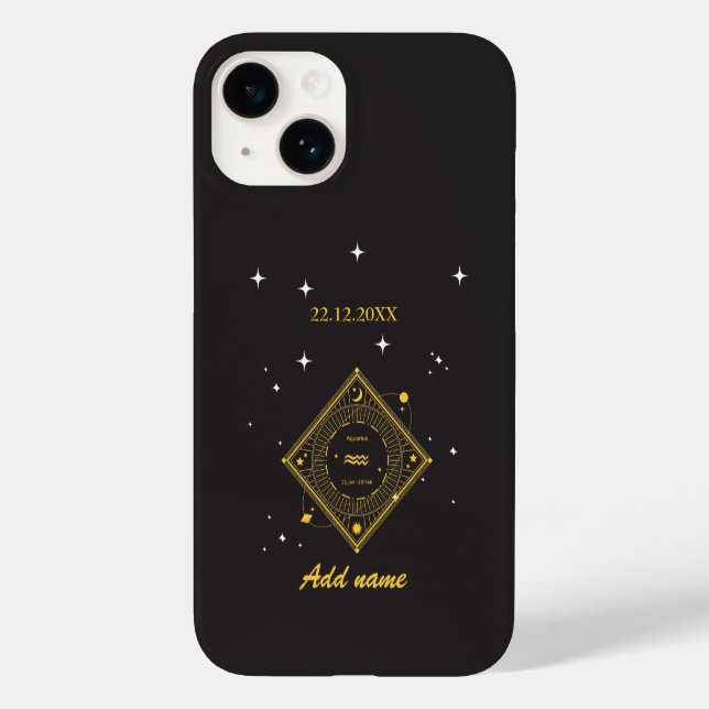 Coques Case-Mate iPhone Zodiaque personnalisé Nom personnalisé Aquarius (Verso)