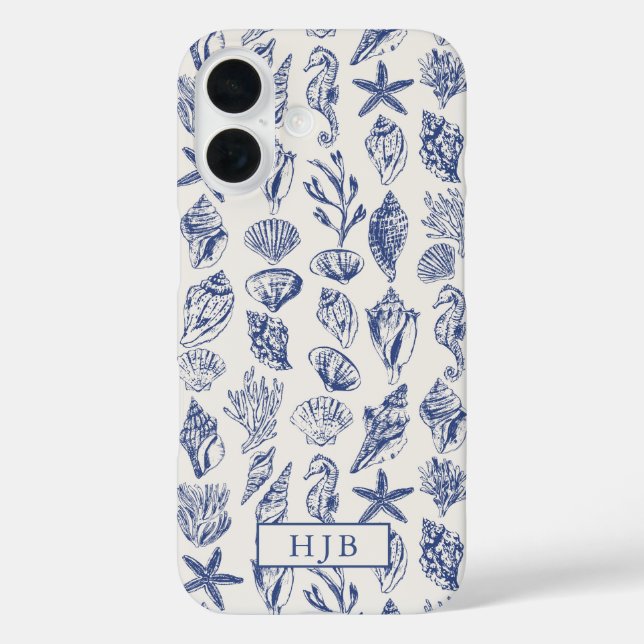 Coques de mer marine bleu croquis Monogramme (Verso)