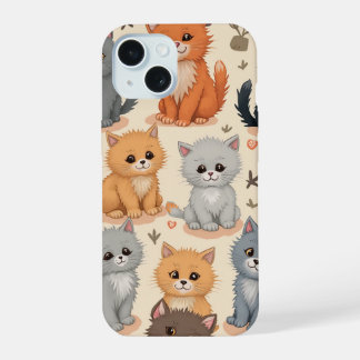 Coques iPhone 15 motif chaton mignon Étui de télép