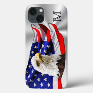 Coques iphone américains du drapeau Monogramme