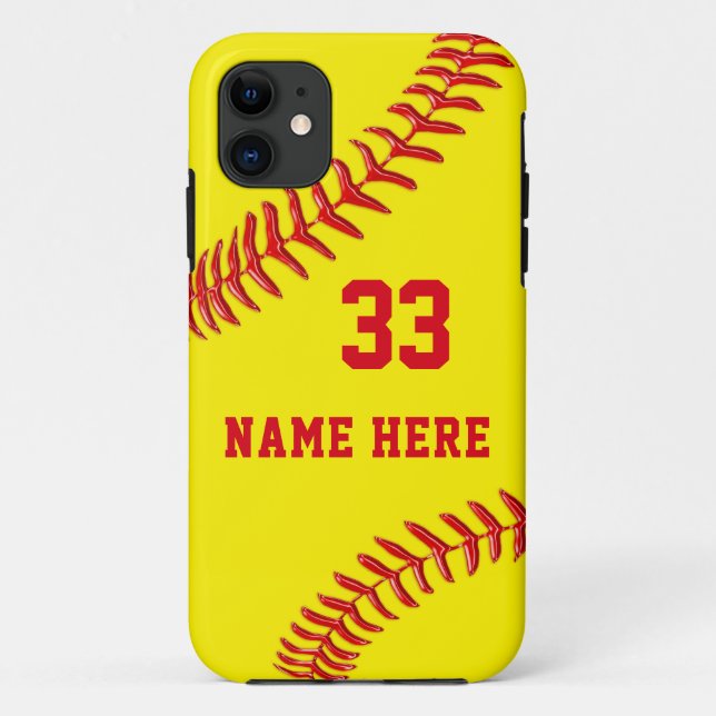 coques iphone de softball personnalisés âgés ou pl (Dos)