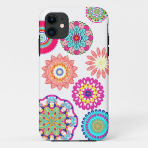Coques iphone floraux de motif de mandala abstrait