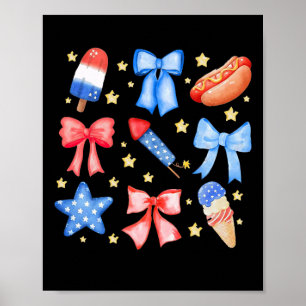 Coquette 4. Juli Blue Red Bows Stars Poster