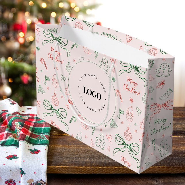 Coquette Aästhesie Custom Business Logo Weihnachte Große Geschenktüte (Von Creator hochgeladen)