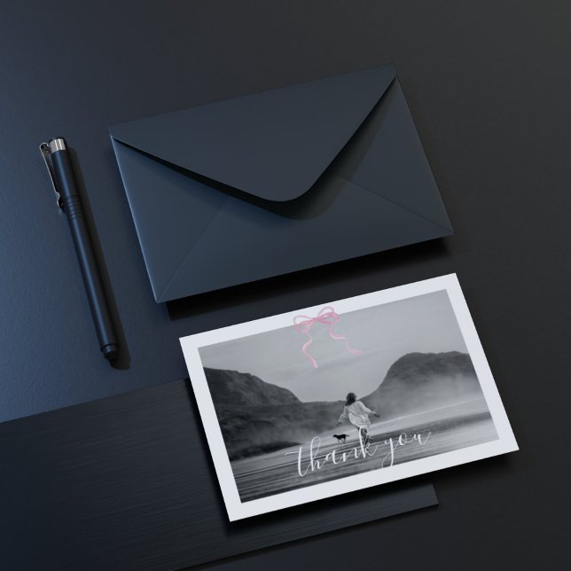 Coquette Abschluss Rosa Band Danke Karte (Von Creator hochgeladen)