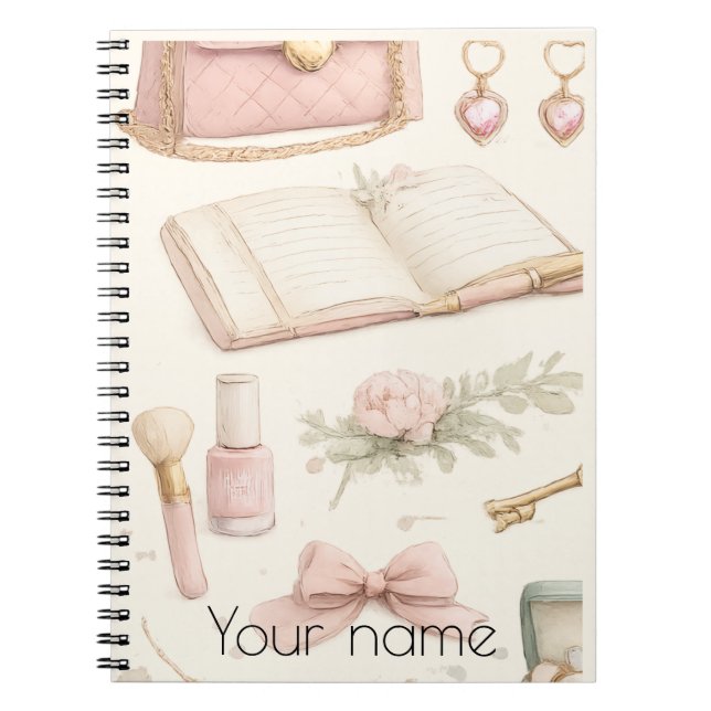 Coquette Aesthetic Pink Bow Makeup Personalized No Notizblock (Vorderseite)