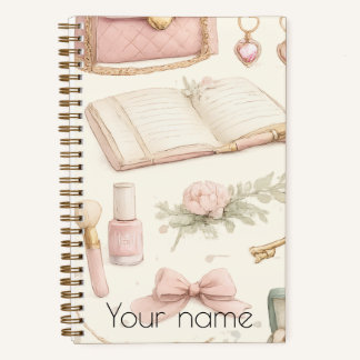 Coquette Aesthetic Pink Bow Makeup Personalized No Notizbuch
