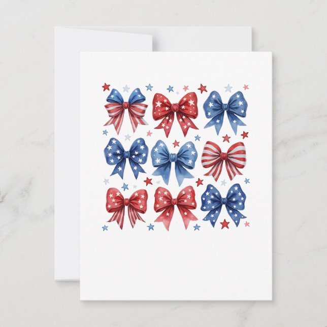 Coquette American Flag Coquette Bow 4. Juli Dankeskarte (Vorderseite)