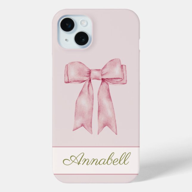 Coquette Ästhetik Feminine Pink Bow Personalisiert Case-Mate iPhone Hülle (Rückseite)
