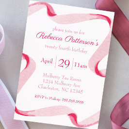 Coquette Ästhetik Rosa Ribbon Feminine Bday Party Einladung