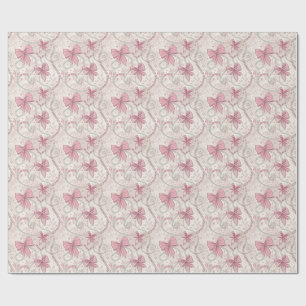 Coquette-Ästhetik-Rosa-Schleifen & Perlen-Muster-K Geschenkpapier