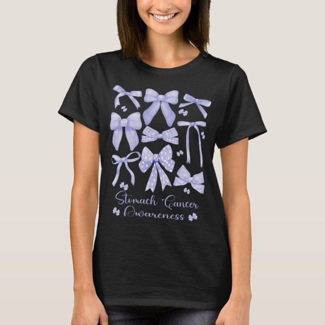 Coquette Ästhetische Periwinkle Bow Stomach Krebs T-Shirt (Vorderseite)