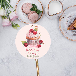 Coquette Ästhetische Pink Bow Cherry Cake Extravag Runder Aufkleber